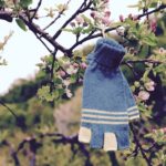 Mitaines rayures fines bleu
